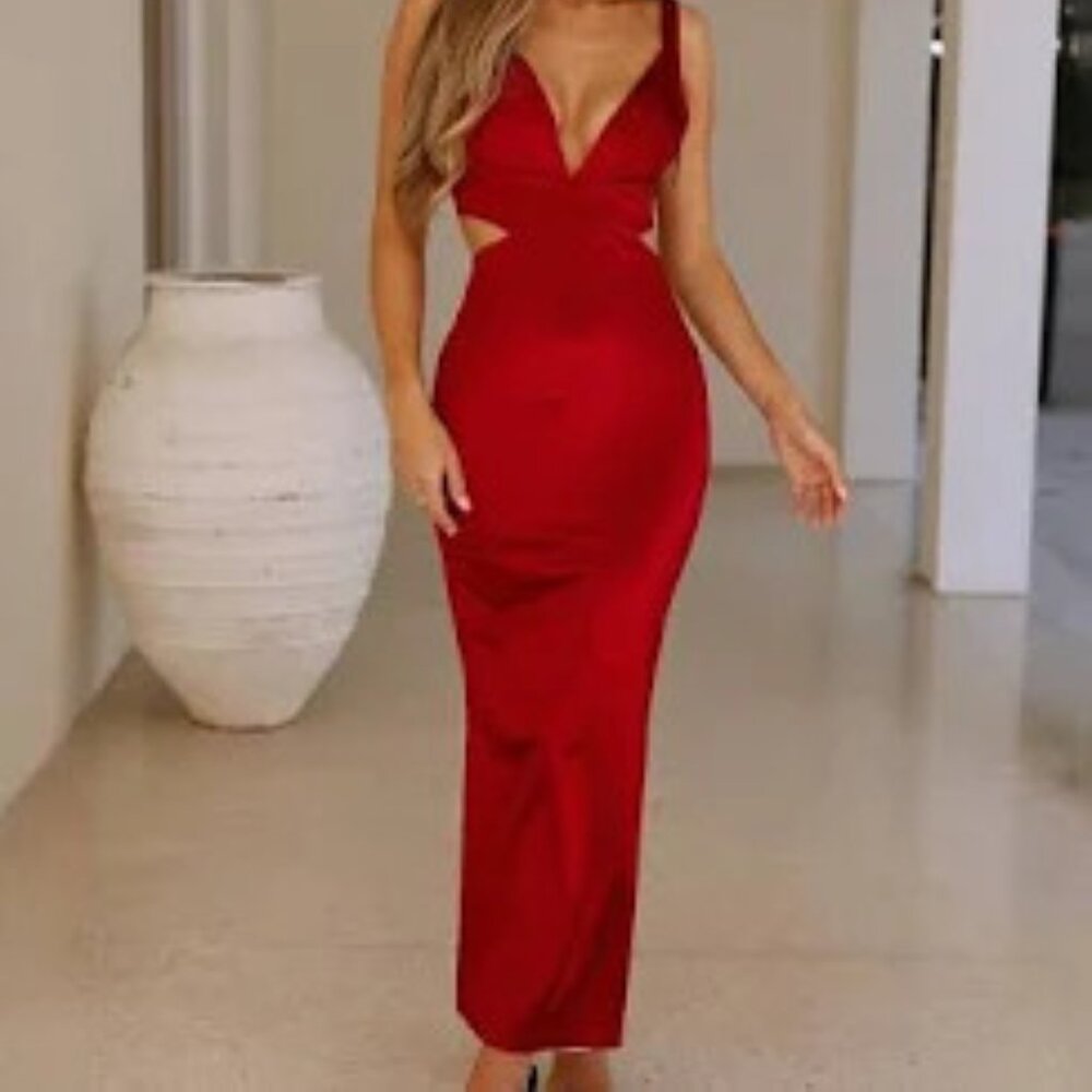 Satin Sunset Dress in Wine Colour